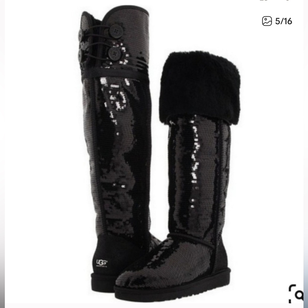 UGG Black Sequin Over-the-Knee Boots
